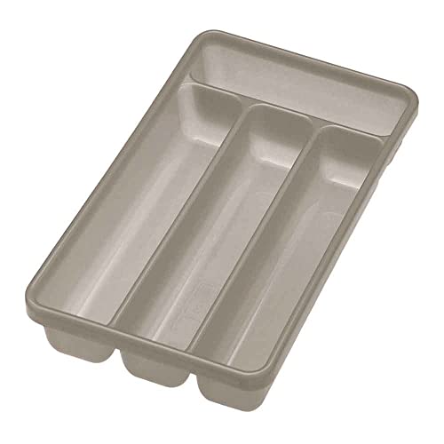 Cosmoplast Silverware Tray, BPA-Free 4 Compartment Flatware Organizer 12.2" x 7" x 1.8", Beige