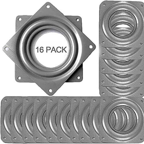 16 PCS 3 Inch Lazy Susan Turntable Bearings, Zinc-Plated Silver Small Lazy Susan Swivel Plate, Rotating Bearing Plate with 150 Pounds Capacity 5/16 Inch Thick