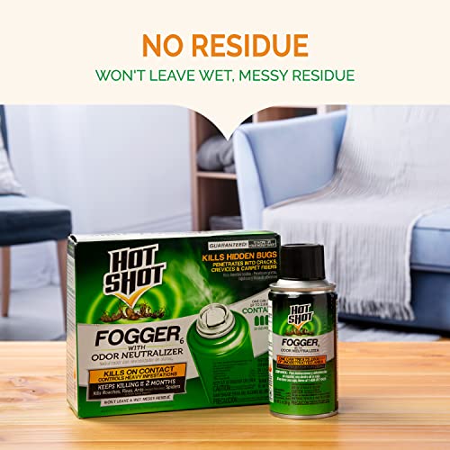 Hot Shot Fogger With Odor Neutralizer, Kills Roaches, Ants, Spiders & Fleas, Controls Heavy Infestations, 3 Count, 2 Ounce Pack of 2