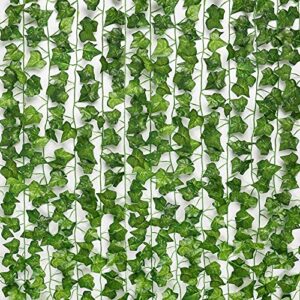 jpsor 24pcs fake vines fake ivy leaves artificial ivy, ivy garland greenery vines for bedroom decor aesthetic silk ivy vines for room wall home decoration