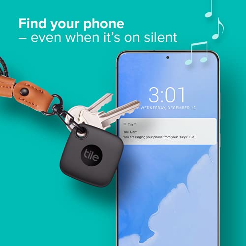 Tile Mate (2022) 1-Pack.Black. Bluetooth Tracker, Keys Finder and Item Locator for Keys, Bags and More; Up to 250 ft. Range. Water-Resistant. Phone Finder. iOS and Android Compatible.