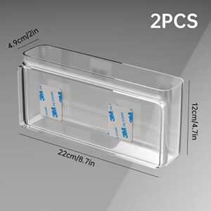 NiHome Acrylic Wall Mount Storage Container 2PCS Cabinet Organizer 8.66x4.72x2.16 Inch Clear Plastic Kitchen Panty Bathroom Storage Cabinet Door Organizer (Clear)