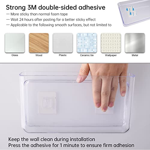 NiHome Acrylic Wall Mount Storage Container 2PCS Cabinet Organizer 8.66x4.72x2.16 Inch Clear Plastic Kitchen Panty Bathroom Storage Cabinet Door Organizer (Clear)