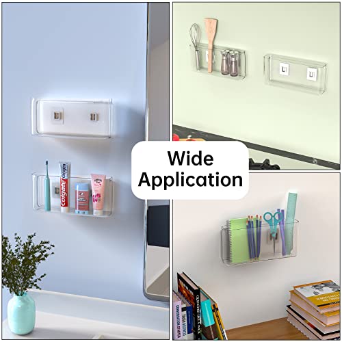 NiHome Acrylic Wall Mount Storage Container 2PCS Cabinet Organizer 8.66x4.72x2.16 Inch Clear Plastic Kitchen Panty Bathroom Storage Cabinet Door Organizer (Clear)