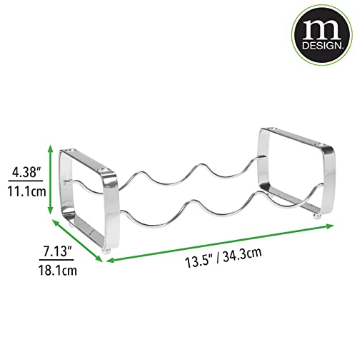 mDesign Metal Steel Free-Standing 3 Bottle Modular Wine Rack Storage Organizer for Kitchen Countertop, Table Top, Pantry, Fridge - Holder for Wine, Beer, Pop/Soda, Water, Stackable - 2 Pack - Chrome