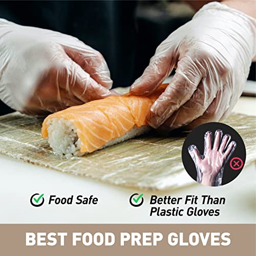 OKIAAS Disposable Gloves M, Food Safe| Latex-Free and Powder-Free Clear Vinyl Gloves for Cooking, Food Prep, Household Cleaning, Exam| Medium,100 Counts/Box