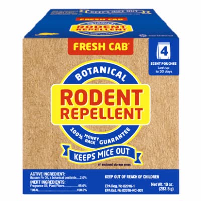 Fresh Cab Botanical Rodent Repellent - Environmentally Friendly, Keeps Mice Out, 4 Scent Pouches