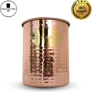 Moscow-Mix Kitchen Utensil Holder Caddy - Kitchen Utensils Accessories Tools Cutlery Spoon Set Holder Organizer Caddy - Copper Plated Stainless Steel Hand Hammered Caddy