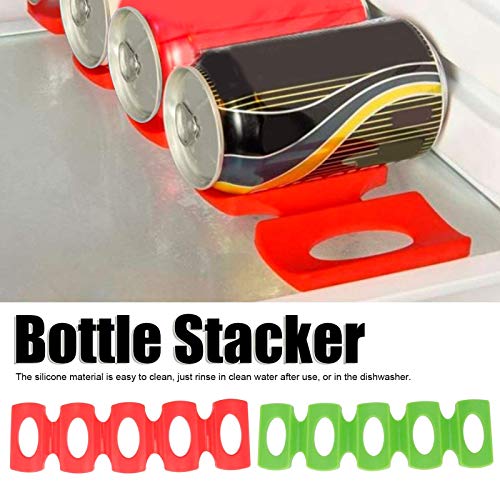 Can Stacker for Pantry 2pcs, Foldable Bottle Stacking Mat Refrigerator Silicone Can Stacker Water Bottles Rack Space Saver Fridge Storage Tray