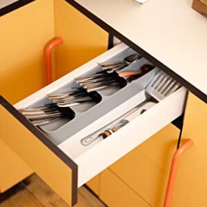 Joseph Joseph DrawerStore Compact Cutlery Organizer Kitchen Drawer Tray, Small,Gray