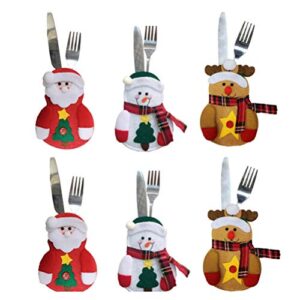 bestoyard christmas tableware holder silverware holders pockets knifes forks bag snowman santa claus elk decor for xmas dinner table decorations 6pcs