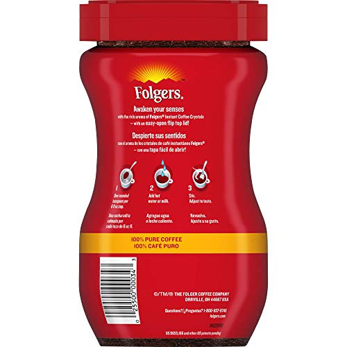 Folgers Classic Roast Instant Coffee Crystals, 8 Ounces