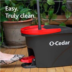 O-Cedar EasyWring Microfiber Spin Mop & Bucket Floor Cleaning System + 2 Extra Refills, Red/Gray