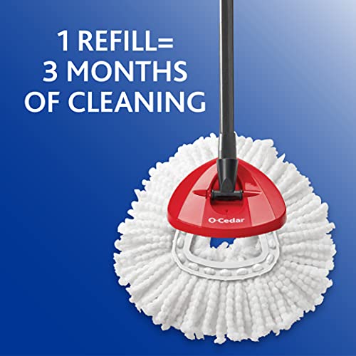 O-Cedar EasyWring Microfiber Spin Mop & Bucket Floor Cleaning System + 2 Extra Refills, Red/Gray