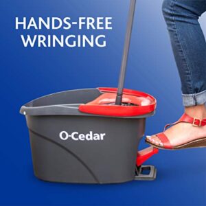 O-Cedar EasyWring Microfiber Spin Mop & Bucket Floor Cleaning System + 2 Extra Refills, Red/Gray