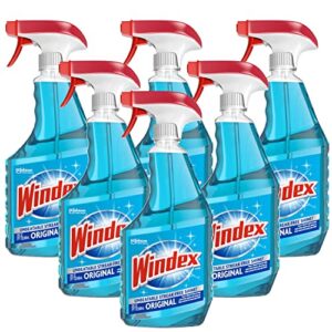 windex original glass and window cleaner spray bottle, original blue, 23 fl oz – pack of 6