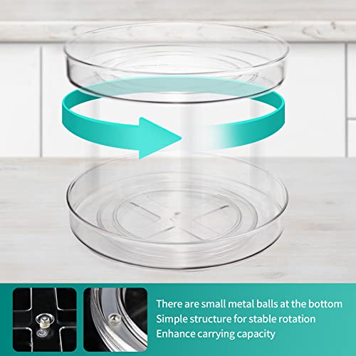 Ech.Apr Lazy Susan Turntable 360° Rotating Cabinet Organizer Clear Spice Rack Organizer for Cabinet, Pantry, Kitchen (2 tier-11 inch)