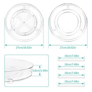 Ech.Apr Lazy Susan Turntable 360° Rotating Cabinet Organizer Clear Spice Rack Organizer for Cabinet, Pantry, Kitchen (2 tier-11 inch)