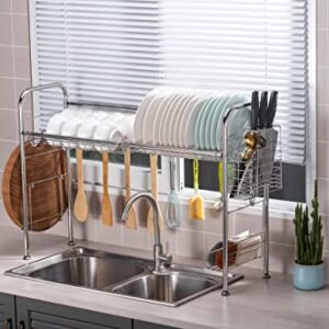 Premium Racks Professional Over The Sink Dish Rack - Fully Customizable - Multipurpose - Large Capacity (Stainless Steel)