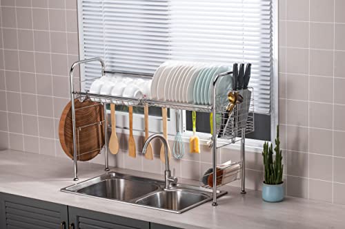 Premium Racks Professional Over The Sink Dish Rack - Fully Customizable - Multipurpose - Large Capacity (Stainless Steel)