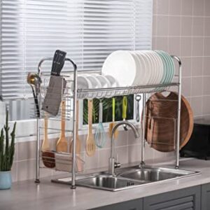 Premium Racks Professional Over The Sink Dish Rack - Fully Customizable - Multipurpose - Large Capacity (Stainless Steel)