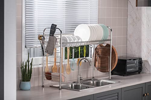 Premium Racks Professional Over The Sink Dish Rack - Fully Customizable - Multipurpose - Large Capacity (Stainless Steel)