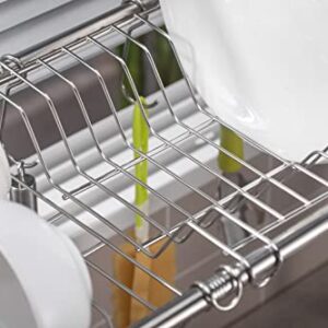 Premium Racks Professional Over The Sink Dish Rack - Fully Customizable - Multipurpose - Large Capacity (Stainless Steel)