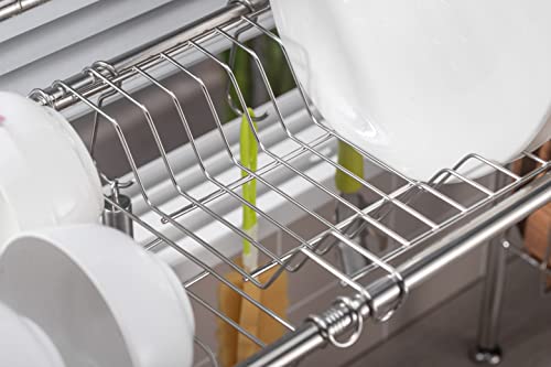 Premium Racks Professional Over The Sink Dish Rack - Fully Customizable - Multipurpose - Large Capacity (Stainless Steel)