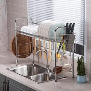 Premium Racks Professional Over The Sink Dish Rack - Fully Customizable - Multipurpose - Large Capacity (Stainless Steel)