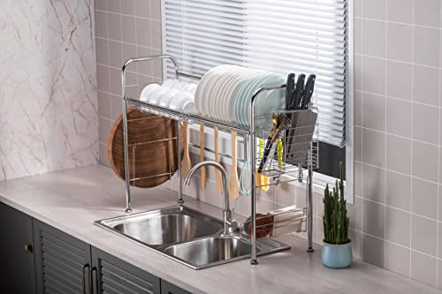 Premium Racks Professional Over The Sink Dish Rack - Fully Customizable - Multipurpose - Large Capacity (Stainless Steel)