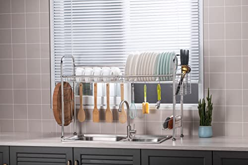 Premium Racks Professional Over The Sink Dish Rack - Fully Customizable - Multipurpose - Large Capacity (Stainless Steel)