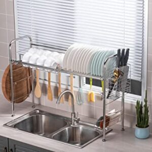 Premium Racks Professional Over The Sink Dish Rack - Fully Customizable - Multipurpose - Large Capacity (Stainless Steel)