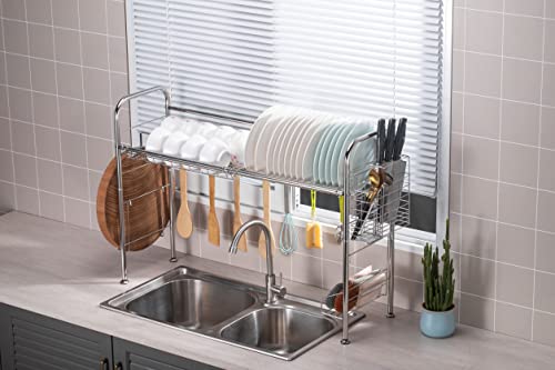 Premium Racks Professional Over The Sink Dish Rack - Fully Customizable - Multipurpose - Large Capacity (Stainless Steel)