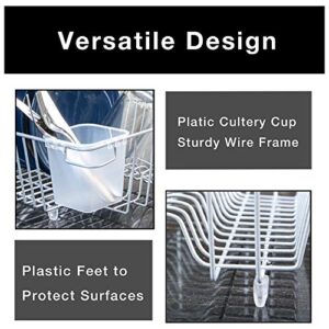 Smart Design Dish Drainer Rack - Small - in Sink or Counter Drying - Steel Metal Wire - Cutlery, Plates, Dishes, Cups, Silverware Organization - Kitchen (Silver - 14 x 5.5 Inch)