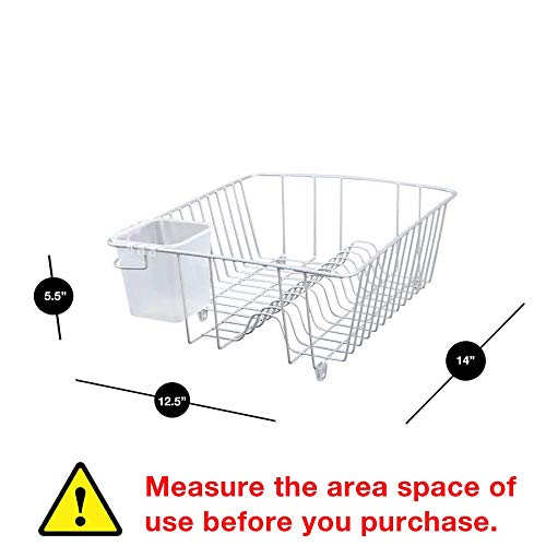 Smart Design Dish Drainer Rack - Small - in Sink or Counter Drying - Steel Metal Wire - Cutlery, Plates, Dishes, Cups, Silverware Organization - Kitchen (Silver - 14 x 5.5 Inch)