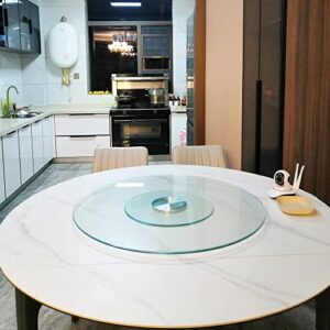 50cm/20in Lazy Susan For Dining Table, 8mm Tempered Glass Lazy Susan Turntable Round Transparent Rotating Tray, 80cm/30in Glass Swivel Tray Tabletop Organizer, Silent & Smooth Spin