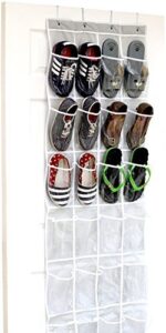24 pockets – simplehouseware crystal clear over the door hanging shoe organizer, gray (64” x 19”)
