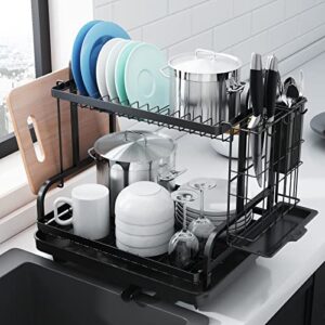 sakugi dish drying rack- 2-layer stainless steel dish rack and drainboard set with drainage,zzlj2