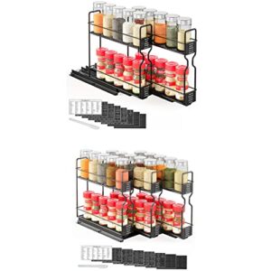 spaceaid pull out spice rack organizer for cabinet, 2 drawers 2-tier, 3 drawers 2-tier