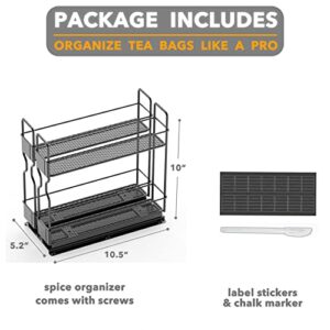 SpaceAid Pull Out Spice Rack Organizer for Cabinet, 2 Drawers 2-Tier, 3 Drawers 2-Tier