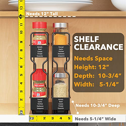 SpaceAid Pull Out Spice Rack Organizer for Cabinet, 2 Drawers 2-Tier, 3 Drawers 2-Tier