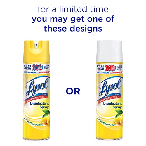 Lysol Disinfectant Spray, Sanitizing and Antibacterial Spray, For Disinfecting and Deodorizing, Lemon Breeze, 19 Fl Oz (Pack of 2), Packaging May Vary