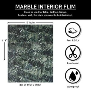 Kitchen Countertop Cabinet Furniture Peel and Stick Wall Vinyl Marble Self Adhesive Paper Granite Look Effect Gloss Vinyl Film 19''x118'' (Deep Green)