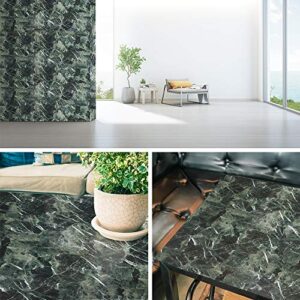 Kitchen Countertop Cabinet Furniture Peel and Stick Wall Vinyl Marble Self Adhesive Paper Granite Look Effect Gloss Vinyl Film 19''x118'' (Deep Green)