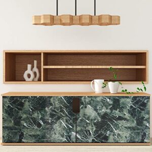 Kitchen Countertop Cabinet Furniture Peel and Stick Wall Vinyl Marble Self Adhesive Paper Granite Look Effect Gloss Vinyl Film 19''x118'' (Deep Green)