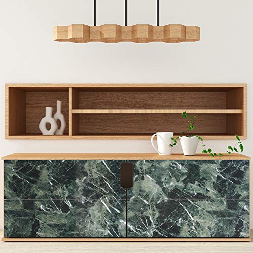 Kitchen Countertop Cabinet Furniture Peel and Stick Wall Vinyl Marble Self Adhesive Paper Granite Look Effect Gloss Vinyl Film 19''x118'' (Deep Green)