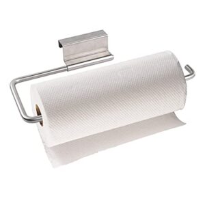 comfecto over the cabinet door paper towel holder for kitchen bathroom, stainless steel 12 inch paper towel roll holder