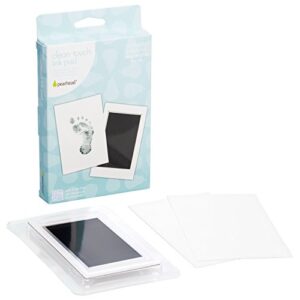pearhead newborn baby handprint or footprint clean-touch ink pad kit, baby print, newborn keepsake, black
