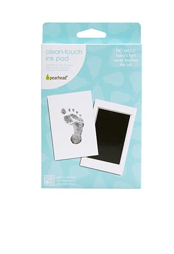 Pearhead Newborn Baby Handprint or Footprint Clean-Touch Ink Pad Kit, Baby Print, Newborn Keepsake, Black