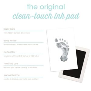 Pearhead Newborn Baby Handprint or Footprint Clean-Touch Ink Pad Kit, Baby Print, Newborn Keepsake, Black